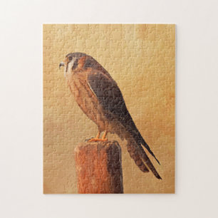 American Kestrel Painting - Original Bird Art Puzzle