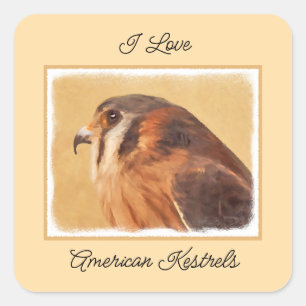 American Kestrel Painting - Original Bird Art Quadratischer Aufkleber