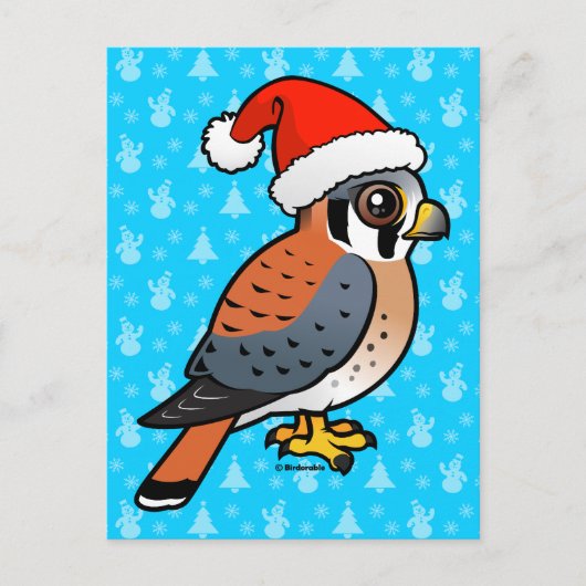 American Kestrel Santa Feiertagspostkarte (Vorderseite)