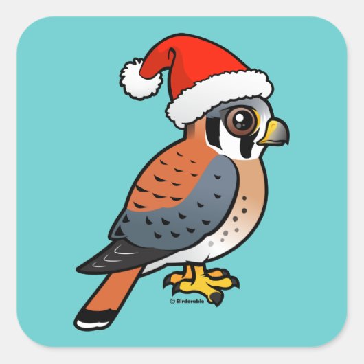 American Kestrel Santa Quadratischer Aufkleber (Vorderseite)
