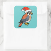 American Kestrel Santa Quadratischer Aufkleber (Tasche)