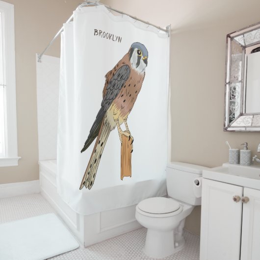 American Kestrel Vogelillustrierung Duschvorhang (Beispiel)