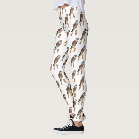 American Kestrel Vogelillustrierung Leggings (Links)