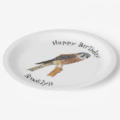American Kestrel Vogelillustrierung Pappteller (Schrägansicht)