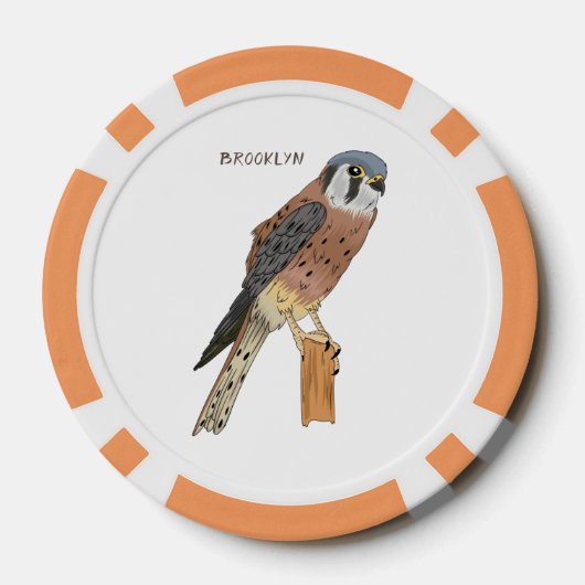 American Kestrel Vogelillustrierung Pokerchips (Rückseite)
