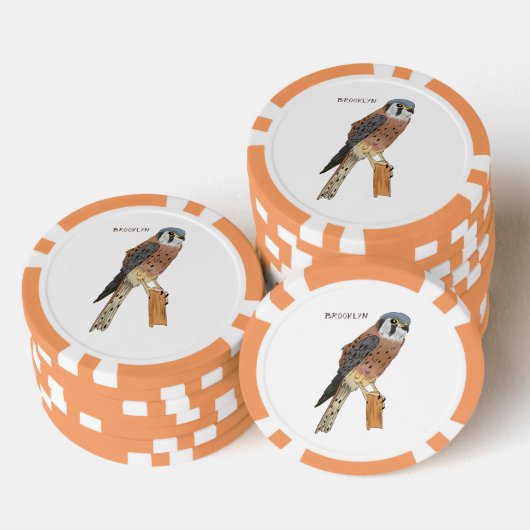 American Kestrel Vogelillustrierung Pokerchips (Stapel)