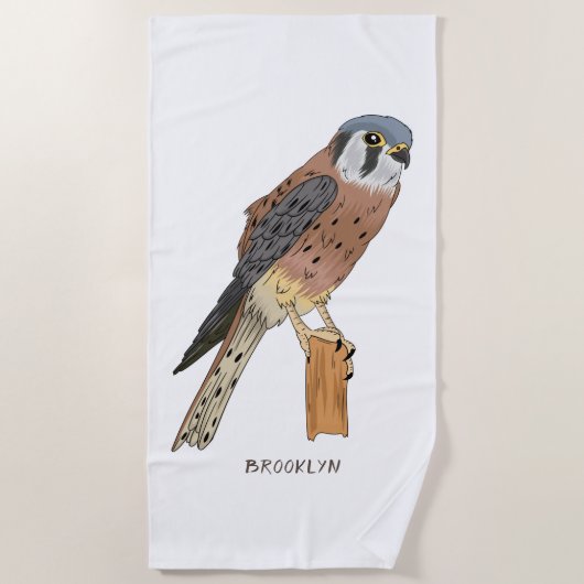 American Kestrel Vogelillustrierung Strandtuch (Vorderseite)