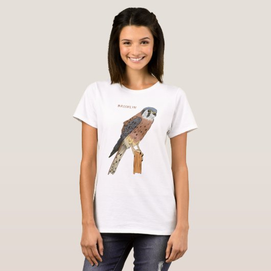 American Kestrel Vogelillustrierung T-Shirt (Vorne ganz)