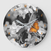 American Lady Butterfly Number Wall Clock Große Wanduhr (Vorderseite)