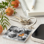 American Lady Butterfly on Apple Blossom Key Chain Schlüsselanhänger (Vorderseite rechts)