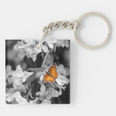 American Lady Butterfly on Apple Blossom Key Chain Schlüsselanhänger (Rückseite)