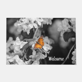 American Lady Butterfly On Blossom Door Mat Fußmatte