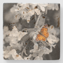 American Lady Butterfly On Blossom Stone Untersetz Steinuntersetzer