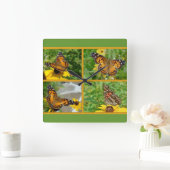 American Lady Butterfly - Vanessa virginiensis Quadratische Wanduhr (Zuhause)