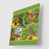 American Lady Butterfly - Vanessa virginiensis Quadratische Wanduhr (Winkel)