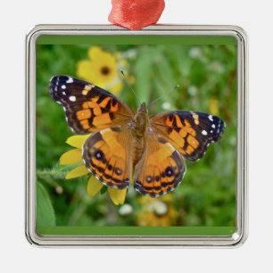American Lady Butterfly - Vanessa virginiensis Silbernes Ornament