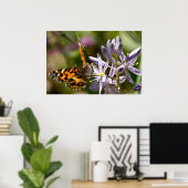 American Lady Butterfly Wild Hyacinth Poster (Heimbüro)