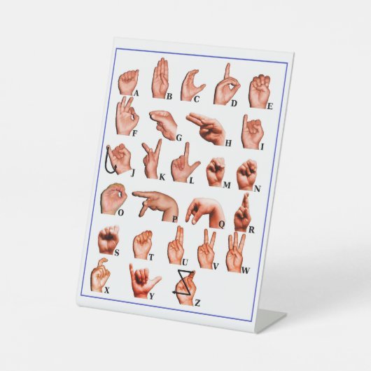 American Language Alphabet Board, Learn ASL Sockelschild (Vorderseite)