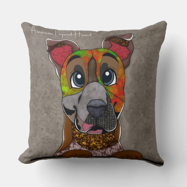 American Leopard Hound handbemalt Kissen (Vorderseite)