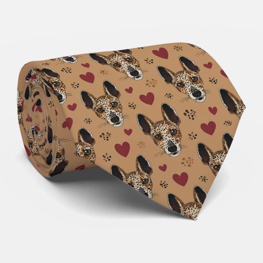 American Leopard Hound Valentinstag-Herzmuster Krawatte (Gerollt)