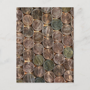 American Lincoln Pennies Texture Postkarte