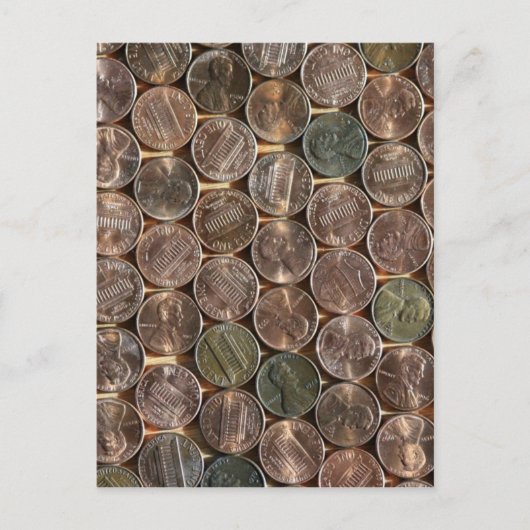 American Lincoln Pennies Texture Postkarte (Vorderseite)