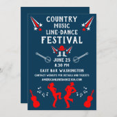 American Line Dancing Festival und Party Einladung (Vorne/Hinten)