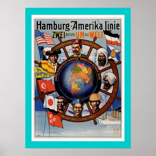 American Line Poster von Hamburg (Vorne)
