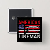 American Lineman Electric Cable Patriotic USA Flag Button (Vorne & Hinten)