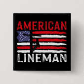 American Lineman Electric Cable Patriotic USA Flag Button (Vorderseite)