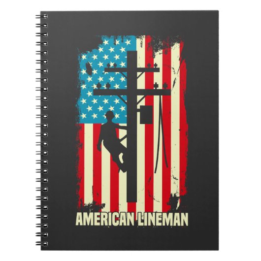 American Lineman Flag Electric Cable Notebook Notizblock (Vorderseite)