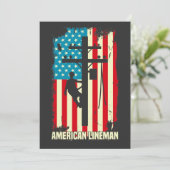 American Lineman Flag Electric Cable Patriotic Einladung (Stehend Vorderseite)