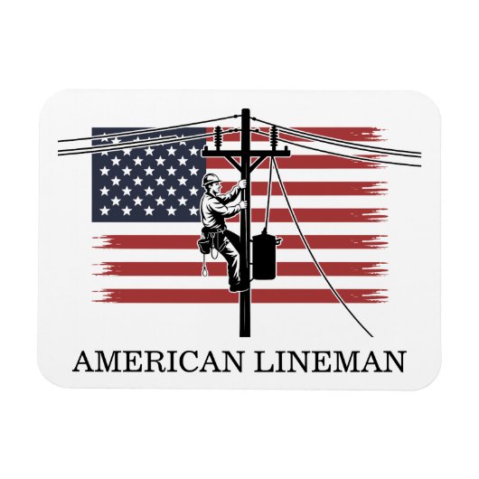 American Lineman Flag – Electrician & Utility Work Magnet (Horizontal)