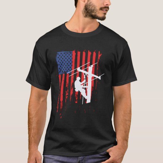 American Lineman Flag Shirt Cable Lineman Gift Hoo (Vorderseite)