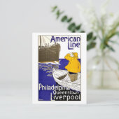 AMERICAN LINIE - Vintage Travel Poster Design Postkarte (Stehend Vorderseite)
