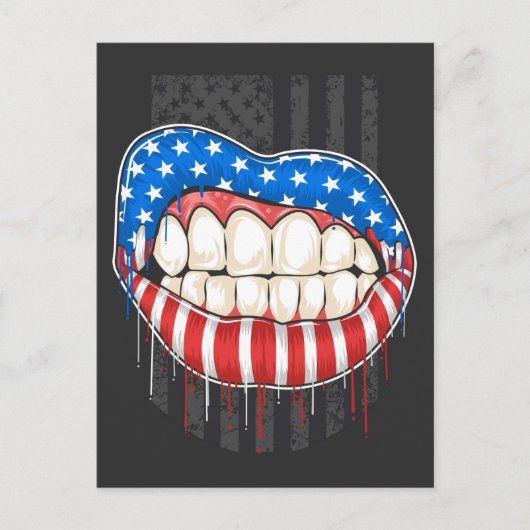 American Lips T - Shirt Postkarte (Vorderseite)