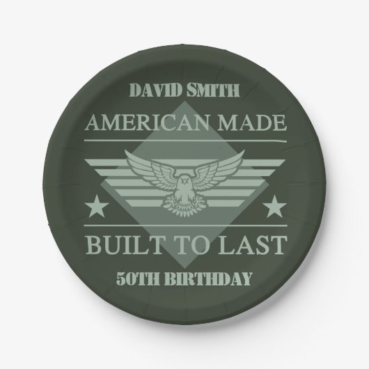 American Made 50. Geburtstag Pappteller (Vorderseite)