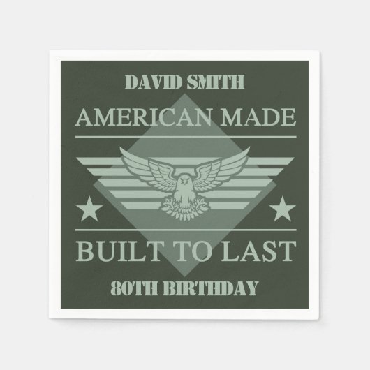 American Made 80. Geburtstag Serviette (Vorderseite)