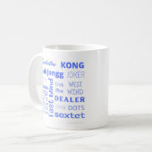 American Mah Jongg Cup mit blauen Worten Kaffeetasse (Vorderseite Links)