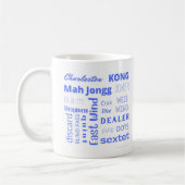 American Mah Jongg Cup mit blauen Worten Kaffeetasse (Links)