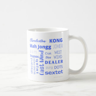 American Mah Jongg Cup mit blauen Worten Kaffeetasse