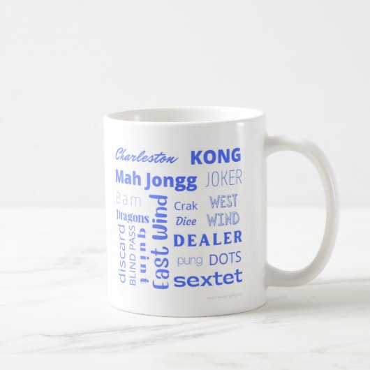 American Mah Jongg Cup mit blauen Worten Kaffeetasse (Rechts)