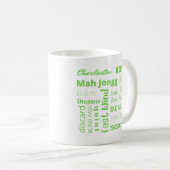 American Mah Jongg Cup mit grünen Worten Kaffeetasse (VorderseiteRechts)