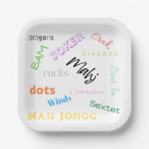 American Mah Jongg Papierplatte Pappteller