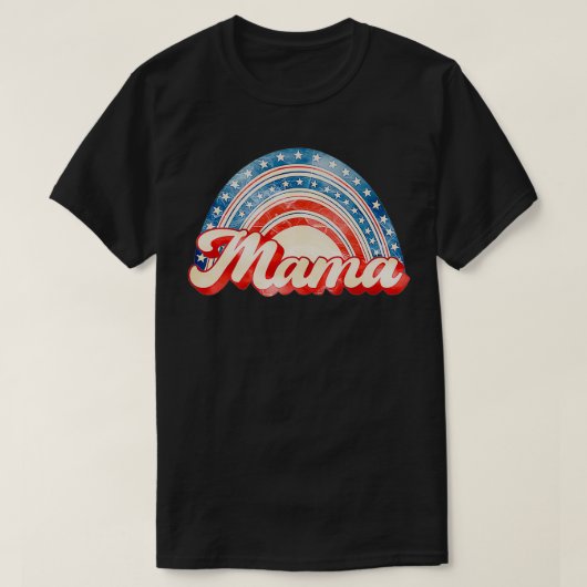 American Mama Rainbow American Flag Patriotic 4. T-Shirt (Design vorne)