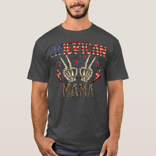American Mama Skeleton Hand Western 4. Juli Le T-Shirt