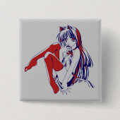 American Manga Neko Catgirl Kawaii Anime Button (Vorderseite)
