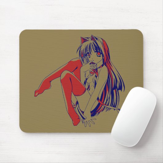 American Manga Neko Catgirl Kawaii Anime Mousepad (Mit Mouse)