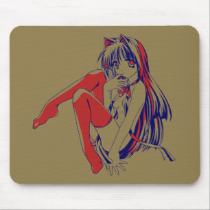 American Manga Neko Catgirl Kawaii Anime Mousepad