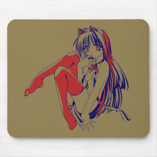 American Manga Neko Catgirl Kawaii Anime Mousepad (Vorne)
